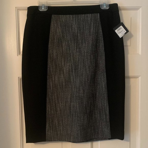 NWT Halogen Black/Tweed Panel Pencil Skirt - Size 6 - Picture 1 of 7